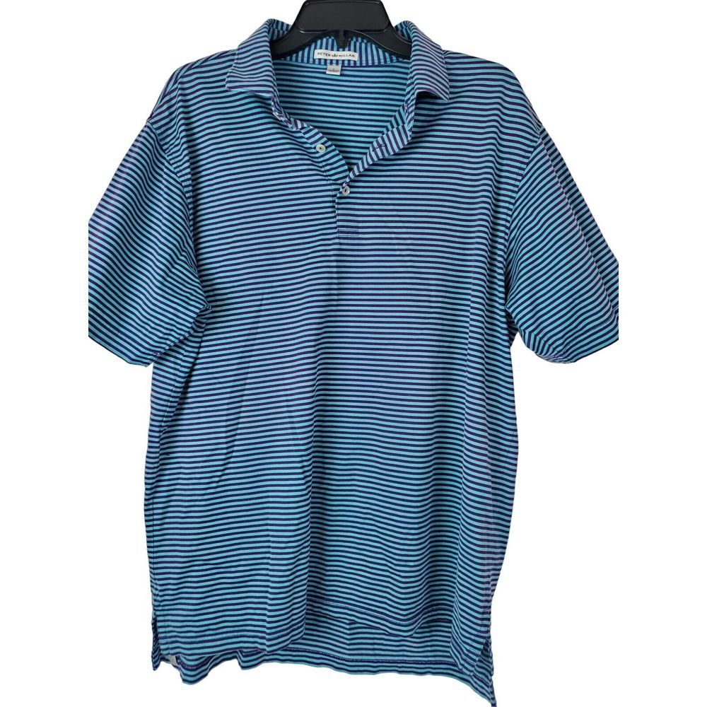 Peter Millar Mens Polo Shirt Striped Blue Purple Size L